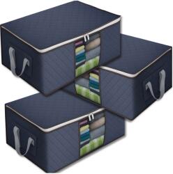 EdiBazzar Tároló Doboz Szervező Szekrénybe Ruhákhoz Ágyneműhöz 3db-os Nagy 90L-es Szett (Organizer zestaw 3szt torba do szafy granat)