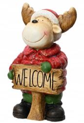 Kaemingk Rénszarvas táblával, karácsonyi díszfigura, 32, 5 x 18, 5 cm (8720194806005)