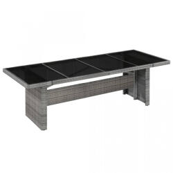 vidaXL Masă de exterior, poliratan și sticlă, 240 x 90 x 74 cm (43941)