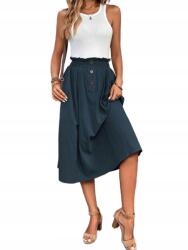 Shein MIDI Szoknya Sötétkék Bő Pamut 40 L__M