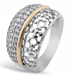 Ezüst Gyűrű Arany És Cirkóniákkal 411 21-es méret (0411)