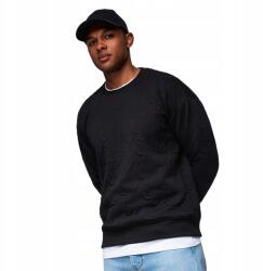Ombre Relaxed Fit férfi pulóver dombornyomott betűkkel fekete V1 OM-SSNZ-0164 L
