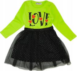 Atabay Hosszú Ujjú Pamut Ruha, Love, tüll díszítés, Size 92/98