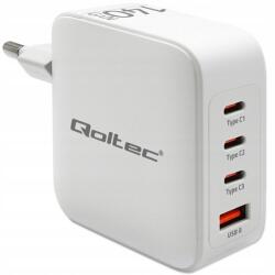 Qoltec Hálózati töltő 140W GaN 5-20V 2.5-5A 3 x Usb-c Pd 1 x Us (51828)