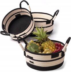 CE Tároló kosár fonott rendszerező kerek fogantyúkkal 22-32cm 3db