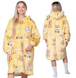  Takaró pulóver, oversize, vastag, kutya mintás, 126cm hosszú