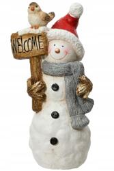 Kaemingk Hóember táblával, karácsonyi díszfigura, 34, 5 x 12 cm (KAE804940/ALL)