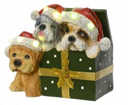 Kaemingk Karácsonyi figura, műanyag, kutyás, zöld Led, 23x18cm, 1db (8720194751879)