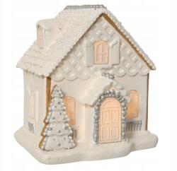 Kaemingk Karácsonyi figura, műanyag, házikó, fehér, Led, 18, 5x21cm, 1db (8720725519558)