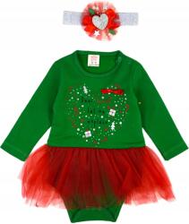 Atabay Ünnepi Bodyruha, Szívecskés, tüll, fejpánt, Karácsony, 80-as méret