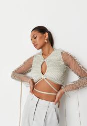 Missguided Zsályaszínű Mintás Kötős Top (36) (327996)