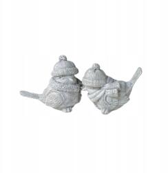 Direct home and garden Gipsz madárka figura M szürke-ezüst 11cm Karácsonyi dekoráció (5903039439764)