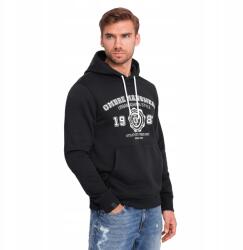 Ombre Férfi kenguru kapucnis pulóver nyomott mintával fekete V3 OM-SSPS-0143 XXL (156435)