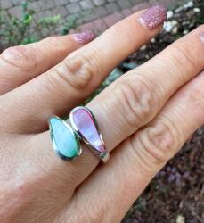 AB-Ag Ezüst gyűrű opálos masszával Ezüst 925 méret 13 (Popal)