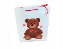 Miximport Ajándéktasak szívecskés macival L, 33×26 cm 210 g papír