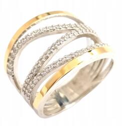 Ezüst Gyűrű Arany És Cirkóniákkal 0398.10 19-es méret (0398)