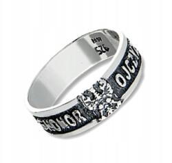 AB-Ag Ezüst gyűrű hazafias karikagyűrű pr. 925 méret 18 Isten Becsület Haza (P792)