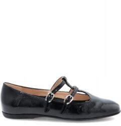 Wonders csíkos balerinacipő, Size 38, fekete, bőr, pántos (WONDERS A-86131 NEGRO)