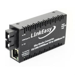 LinkEasy Mini gigabit ethernet média konverter, SC, MM 1310nm, 2km (MMC-GE-MMX-SC) - compzone