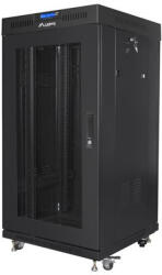 Lanberg 19" szabadon álló rack szekrény 22U/600X600 perforált ajtó, lapraszerelt, LCD kijelző, fekete V2 (FF01-6622-23BL) - compzone