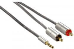 Hama Cablu audio Hama Jack 3.5 mm Male - 2x RCA Male, 1m, negru-argintiu (HM80864)