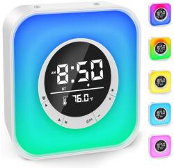 Teno Teno® multifunkciós ébresztőóra, Bluetooth, ébresztő funkció, rádió funkció, hőmérséklet kijelzés, RGB fények, nagyfokú autonómia, négyzet alakú (TENO2094)