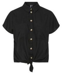 PIECES női ing, 17154736, lenvászon/viszkóz, L INTL, fekete (0000304915543_L)