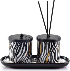 Mondex Illatos diffúzor szett Mondex gyertyával, szantálfa aromával, zebra dizájnnal, 30ml illóolajjal, 23x9x9cm