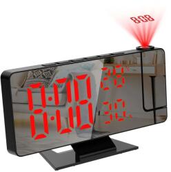 Welora Asztali óra, DS-3718LW, piros kijelző és kivetítés, tükörhatás, riasztás, hőmérséklet, páratartalom, Fekete/Vörös (Q-A-128-negru-rosu)