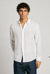 Pepe Jeans London Pepe Jeans London, Egyszínű lenvászon ing, Fehér, 2XL (PM308844-800-XXL)