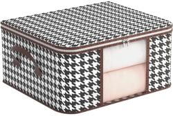 Flippy Összehajtható tárolódoboz, Flippy, 55x35x25 cm, 50 L, első ablak, kétirányú cipzárral, fém kerettel, stabil alaptartóval, kockás nyomattal, fekete/fehér (133391)