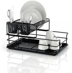 Welora Edényszárító, Welora, fém, két szintes, gyűjtőtálcával, 48x33x24cm-es méretek, fekete színű (JM1241474)