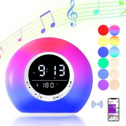 Teno Teno® multifunkciós ébresztőóra, Bluetooth, ébresztő funkció, rádió funkció, hőmérséklet kijelzés, RGB fények, nagyfokú autonómia, kerek, kerek (TENO2095)