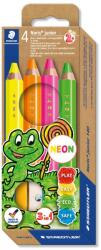 STAEDTLER Noris Junior színes ceruzák, 4 neon szín + hegyező (32549-А)