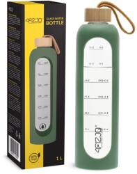 4FIZJO Sportüveg palack, 4FIZJO, időskálával, kényelmes, ergonomikus szájrész, űrtartalom 1 liter, 29, 5 x 8 cm, szilikon bevonattal, zöld színű (P-5905973403900)
