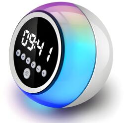 Teno Teno® multifunkciós ébresztőóra, Bluetooth, ébresztő funkció, rádió funkció, RGB fények, nagyfokú autonómia, kerek, kerek (TENO2092)