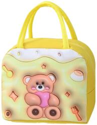 Flippy Hordozható 3D rajzfilm Flippy hűtőtáska gyerekeknek Oxford ruhából készült ebédlőtáska 23x13x19cm mackó mintás sárga (131596)