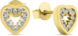 Brilio Silver Bájos aranyozott fülbevaló cirkónium kövekkel Szívek EA573Y