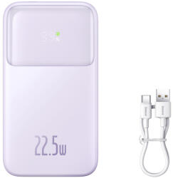 Baseus Comet Series powerbank kijelzővel 20000mAh 22.5W - lila + USB-A / USB-C kábel