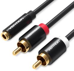 Vention 3.5mm Female to 2x RCA Male Audio Cable 1m Black Metal Type (VAB-R01-B100)