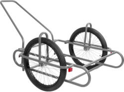  Kétkerekű kocsi, szürke, 240 kg teherbírás, 60 cm átmérőjű kerekek, acélcső váz, fémküllős felnik, gumiabroncsos kerekek (TC212534)