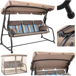  személyes KERTI Hinta szúnyoghálóval, ringató, tetővel, nagy, FÉM