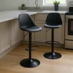 Pepita Cavora Curved Eco-leather Barstool Set cu înălțime reglabilă 2pcs - negru (HB-P09S)