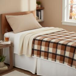 Czinger Home Kétoldalas barna kockás bárány gyapjú alsó takaró (derékalj) 180x200 cm (GYAPAT0015)