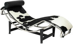 King Home Divano Pony Pihenőszék Természetes Fekete-Fehér Bőr Króm (KHM-KH1501100166)