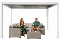  Kerti pergola 3x4 m ÁLLÍTHATÓ ALUMÍNIUM tetővel, fehér, TERASZRA, erős