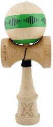 Kendama X Jucarie de indemanare din lemn, Kendama X, Frequency Flippy, Super Sticky, 18 cm, Verde, Maro