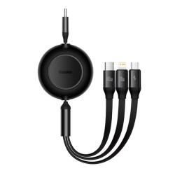 Baseus Adatkábel 3in1 Type-C - Type-C/Lightning/Microusb, Csévélhető, Fekete