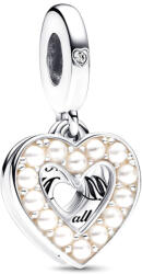 Pandora Moments Gyöngyházfényű fehér szív Ezüst függő Charm - 792649C01 (792649C01)