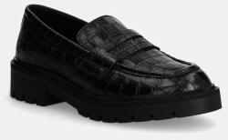 Calvin Klein Jeans bőr mokaszin FLATFORM LOAFER MG CROC LTH - fekete Női 40